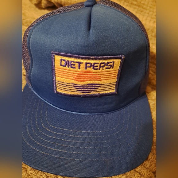 Vintage Diet Pepsi Snap Back Trucker hat.  Blue excellent condition - Picture 2 of 5